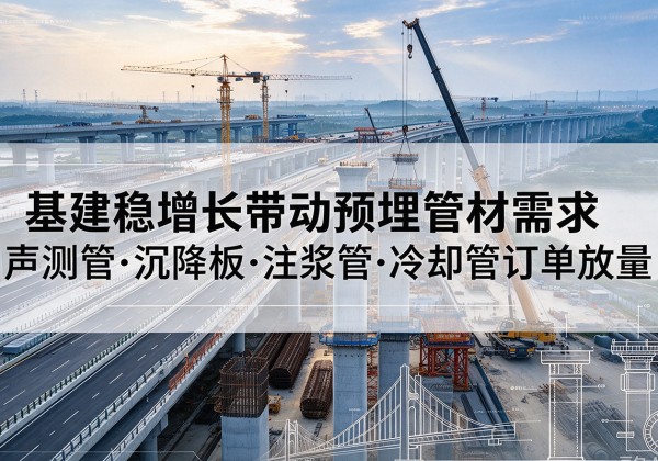 鱼台基建稳增长带动预埋监测管材需求，声测管、沉降板、注浆管订单持续放量
